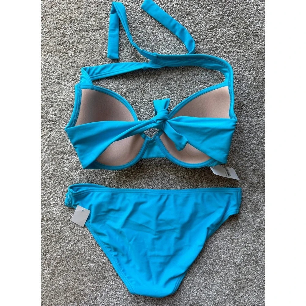Tommy Bahama Baia Blue Bikini Set 34DD Top Large Bottoms TSW36411T TSW36422B